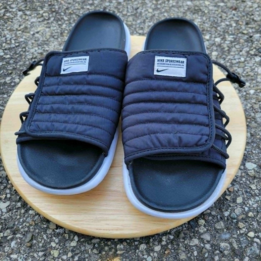 Nike Asuna 2 Slides Sandals Mens 13 Black Dark Grey Quilted Drawcord DJ3388-001
